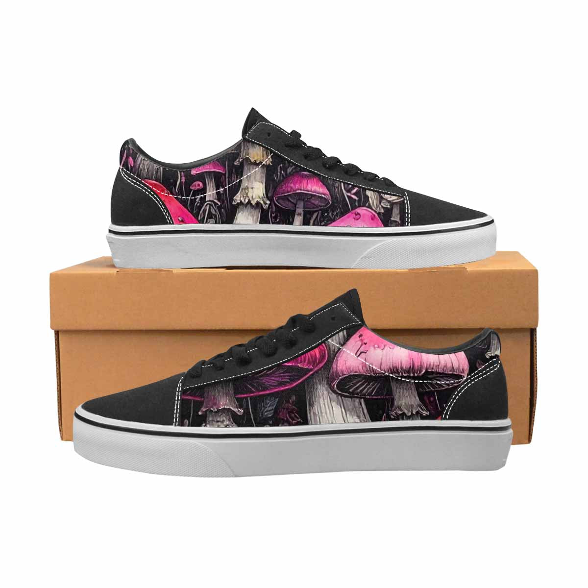 WOMEN'S Rainbow Drip Mushrooms Lace-Up Canvas Aesthetic Custom Shoes