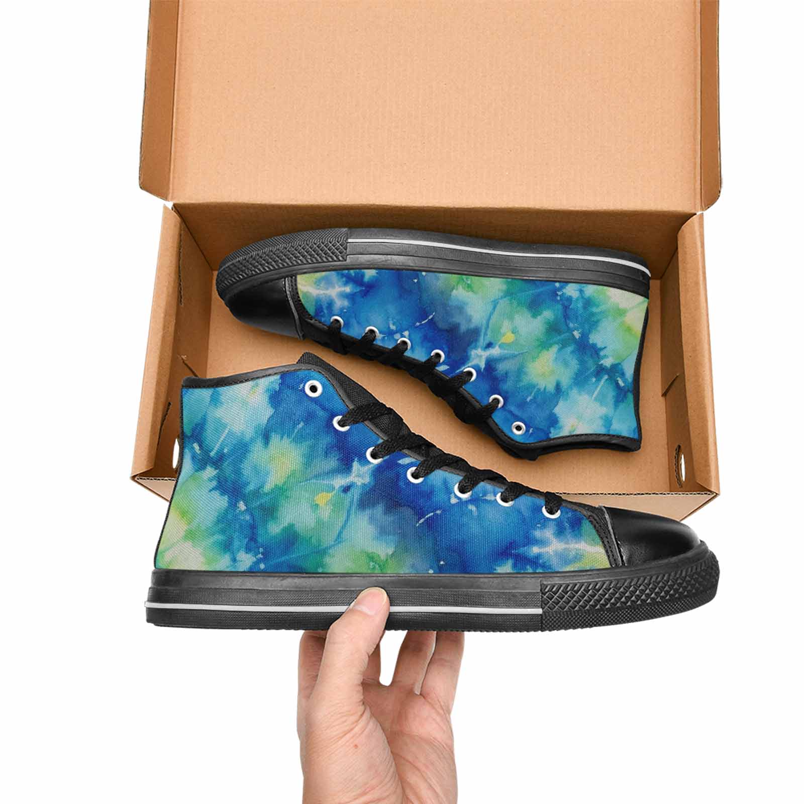 MEN'S Tie Dye Swirl High Top Canvas Neon Fantasy Custom Shoes