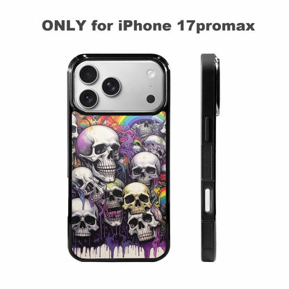 iPhone 17 Pro Max Case — Black &amp; Purple Ink Gothic Skulls, Customized Protective Case