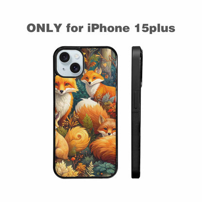 iPhone 15 Plus Case — Fox Forest Fox Forest Pattern Hundreds, Custom Made Phone Cover