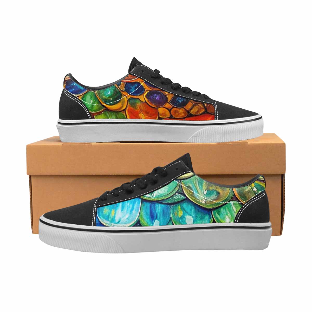 WOMEN'S Reptile Scale Lace-Up Canvas Neon Fantasy Custom Shoes