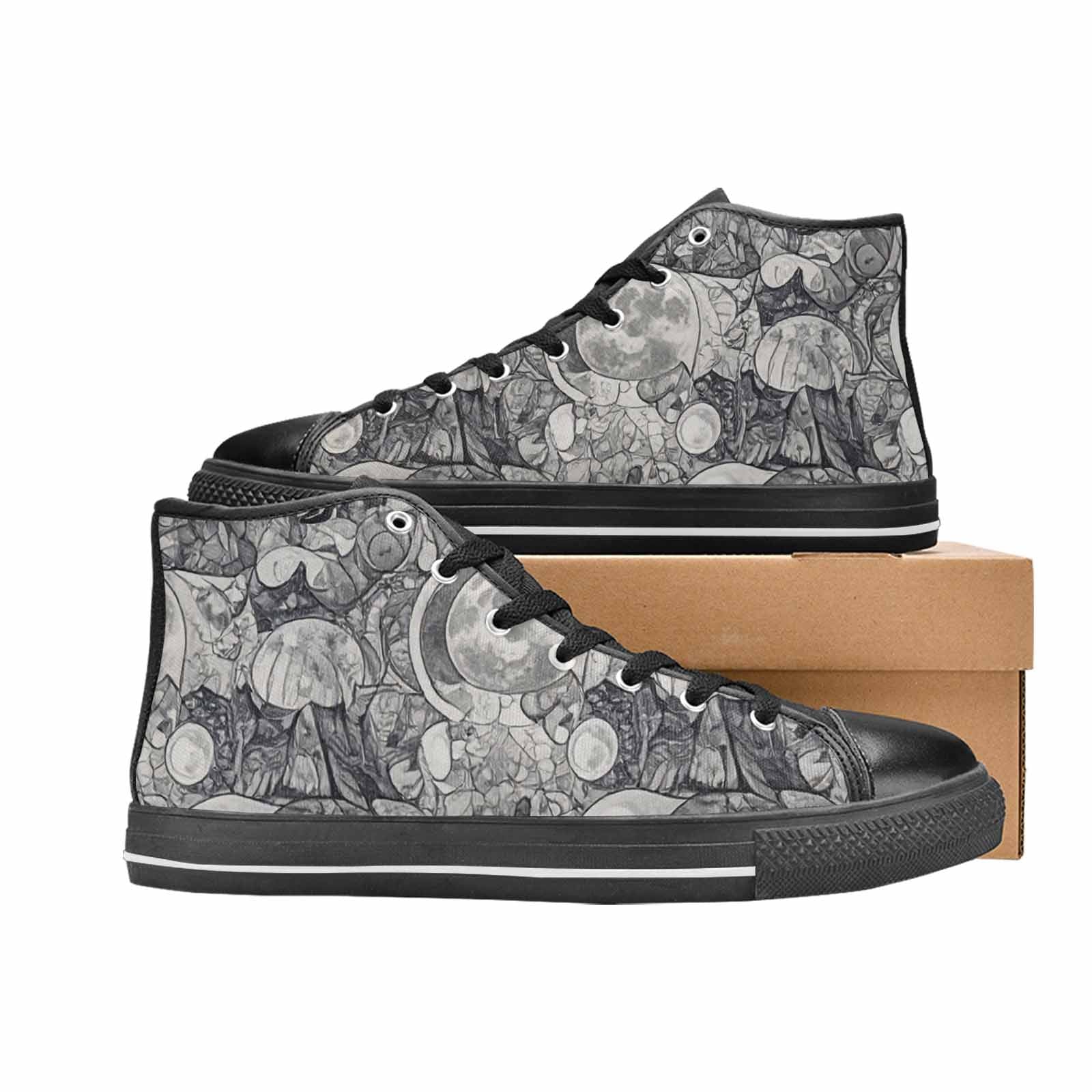 WOMEN'S Wolves Everywhere Collage High Top Canvas Neon Fantasy Shoes