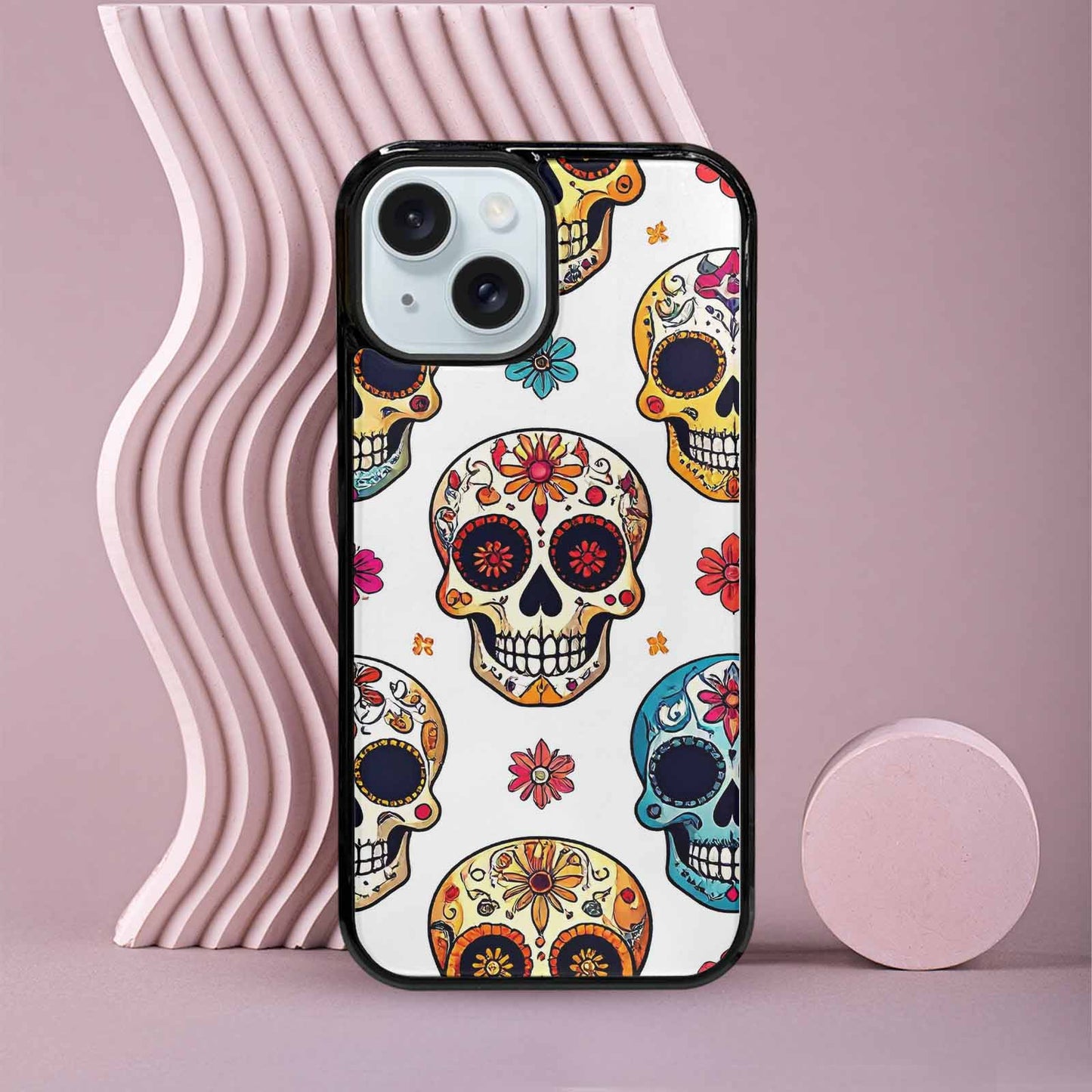 iPhone 15 Case — Vibrant Skull Seamless, Customized Protective Case