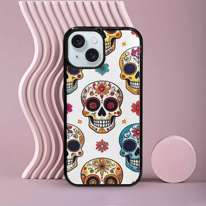 iPhone 15 Case — Vibrant Skull Seamless, Customized Protective Case