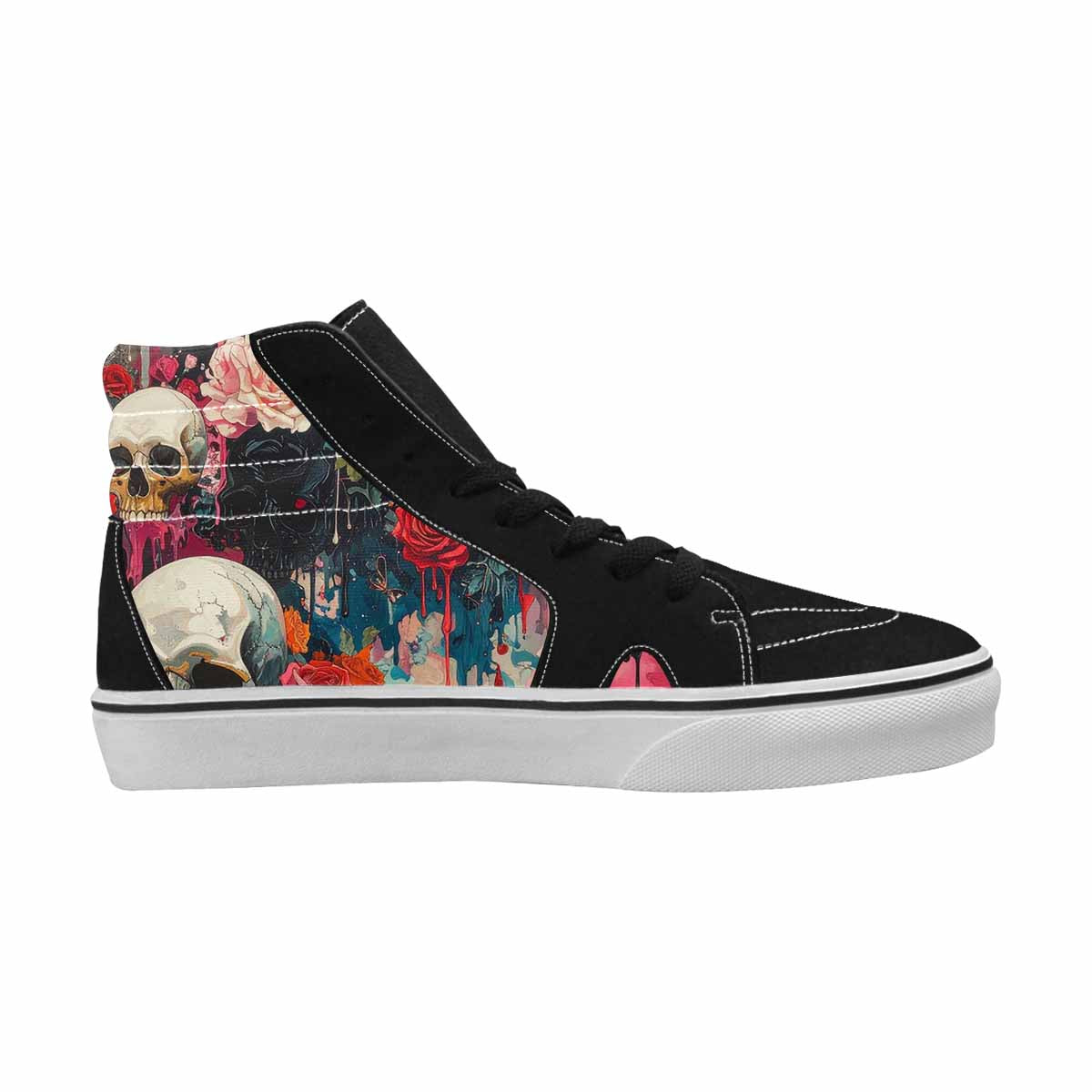 MEN'S Skulls Roses Skulls Roses High Top Canvas Neon Fantasy Custom Shoes