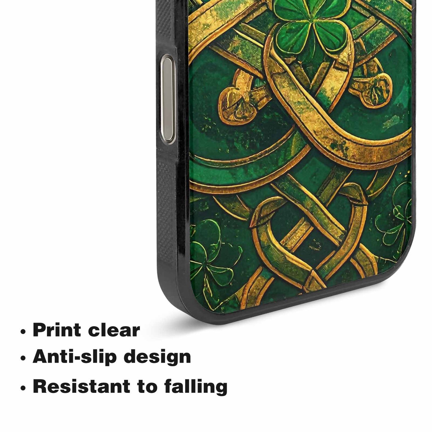 iPhone 16 Pro Max Case — Irish Celtic Knot Pattern Shamrocks Seamless, Custom Made Phone Cover