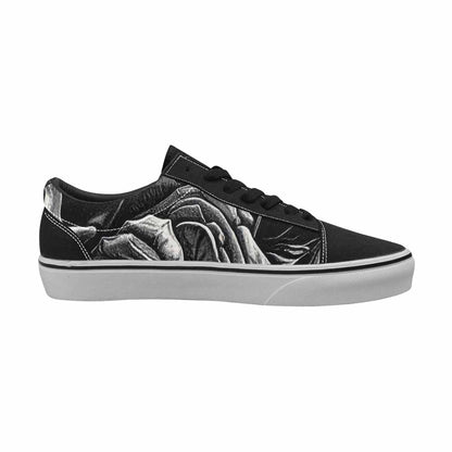 WOMEN'S Skulls Roses Black Ink Canvas Lace-Up Aesthetic Custom Sneakers