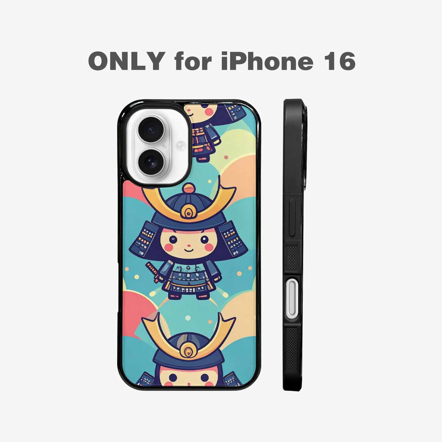 iPhone 16 Case — Samurai Cartoon Art Repeat Pattern, Custom Made Phone Cover