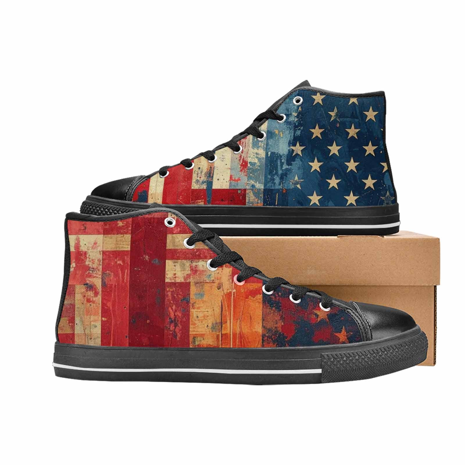 MEN'S American Flag Stars High Top Canvas Vivid Shoes