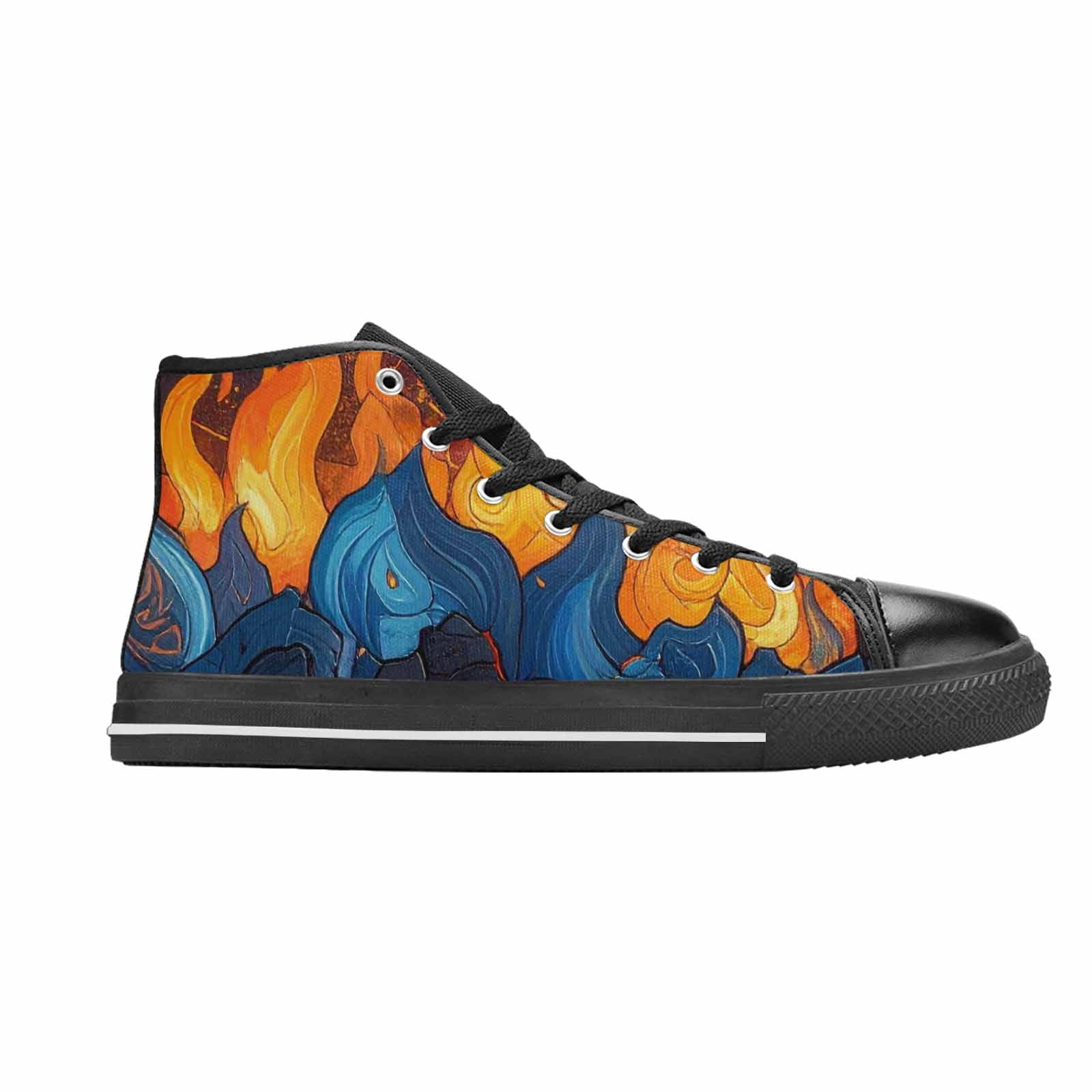 WOMEN'S Fire Flame High Top Canvas Vibrant Chaos Custom Shoes