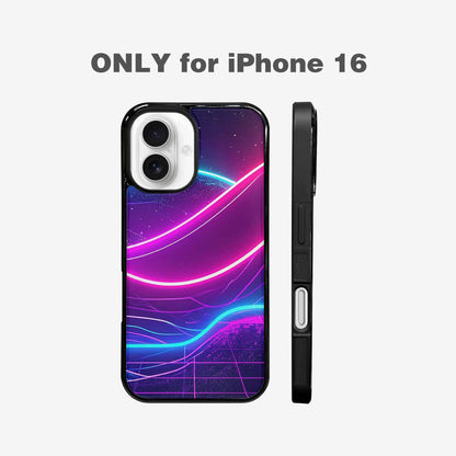 iPhone 16 Case — 1980s Neon Cartoon Art Pattern, Custom Phone Case