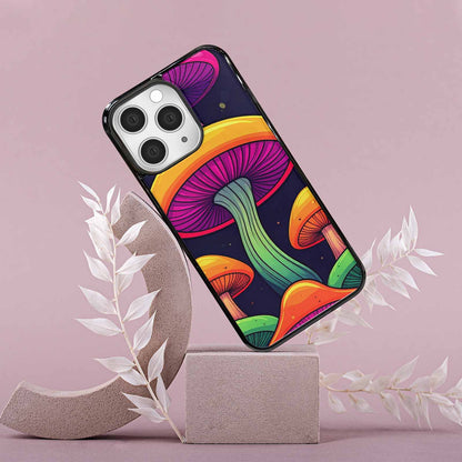 iPhone 15 Pro Max Case — Psychedelic Mushroom Cartoon Pattern, Custom Designed Case Cover