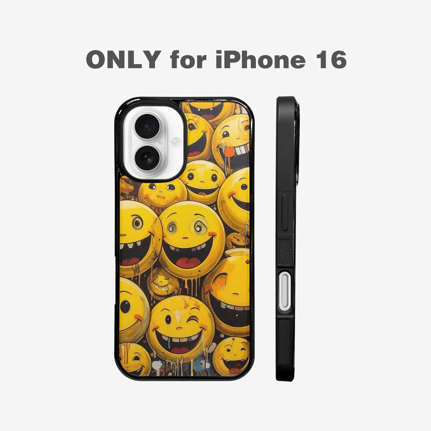 iPhone 16 Case — Melting Moon Smiley Red Splatt Nsg, Custom Designed Case Cover