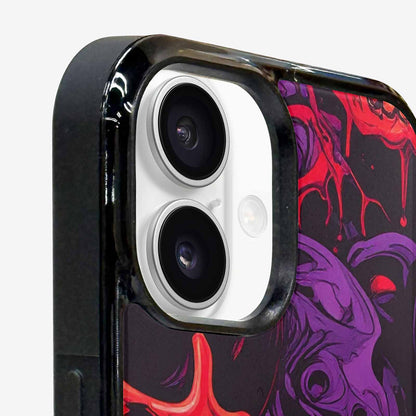 iPhone 16 Case — Red Purple Skeletons Neon Drip Melting, Personalized Phone Case