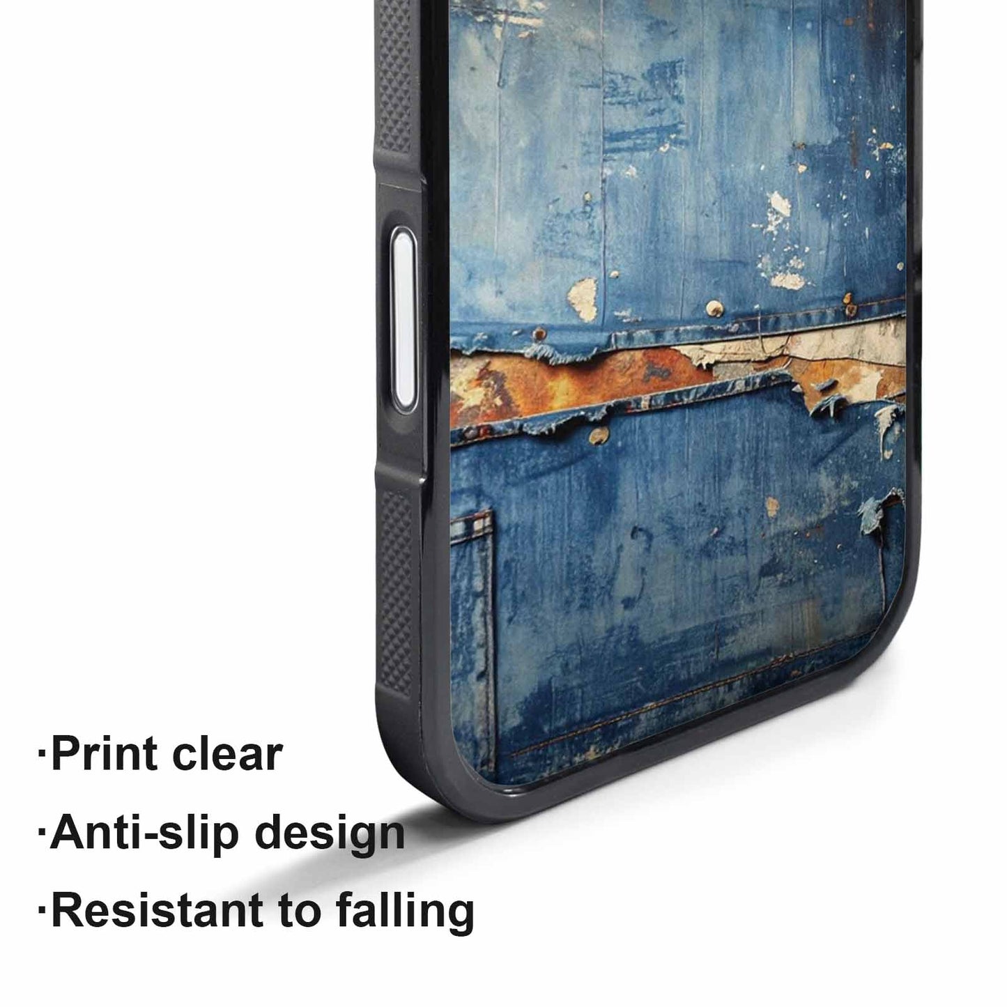 iPhone 17 Pro Case — Denim Distressed Textures Print Edge Original, Custom Print Case Cover