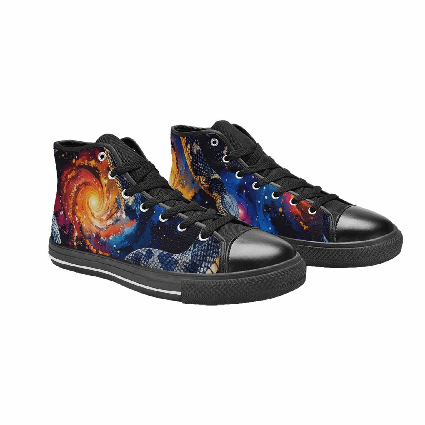 MEN'S Galaxy Snake Print High Top Canvas Dark Academia Custom Sneakers