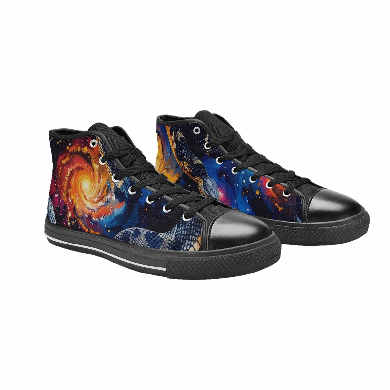 MEN'S Galaxy Snake Print High Top Canvas Dark Academia Custom Sneakers