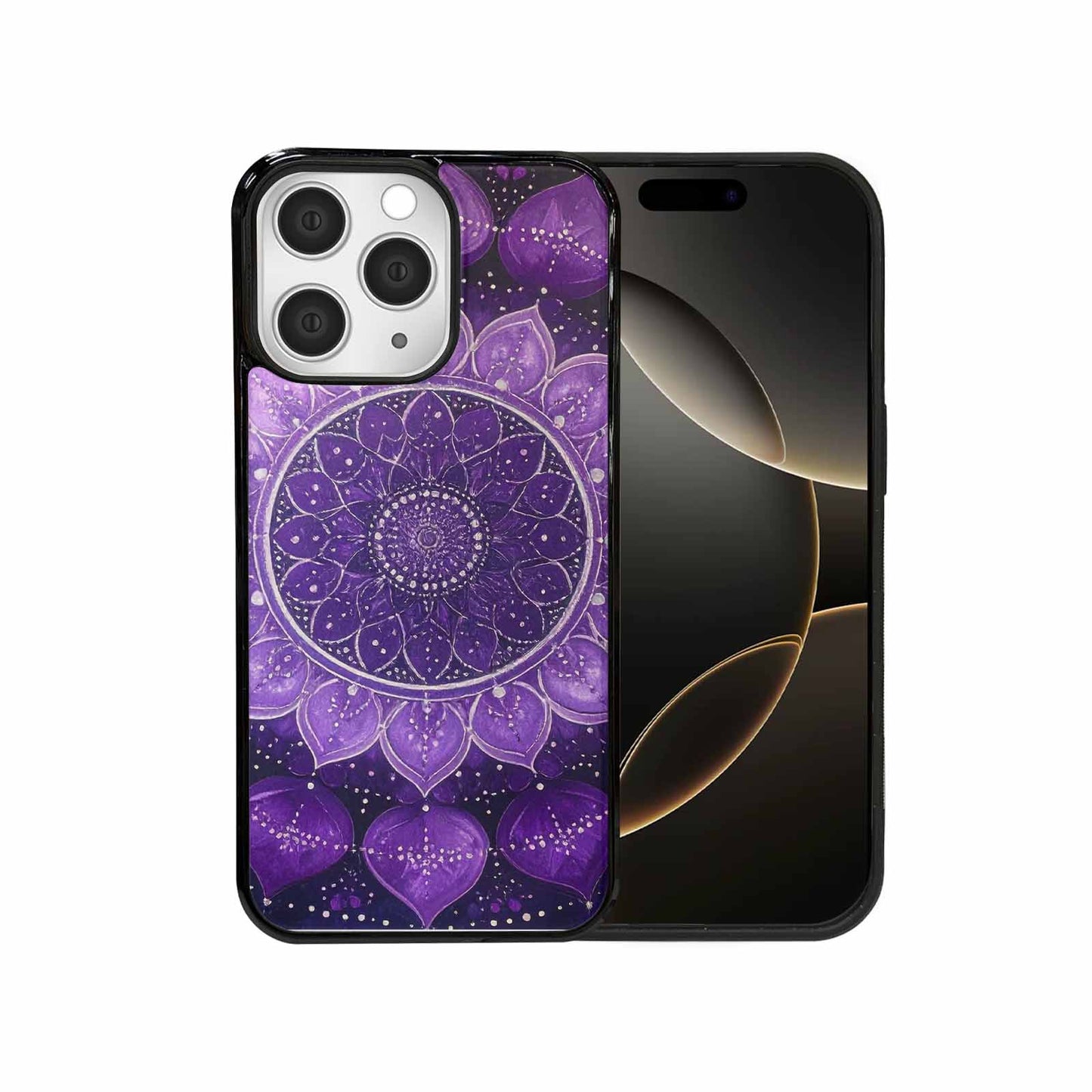 iPhone 15 Pro Max Case — Purple Mandala Bohemian Print Edge To, Customized Protective Case
