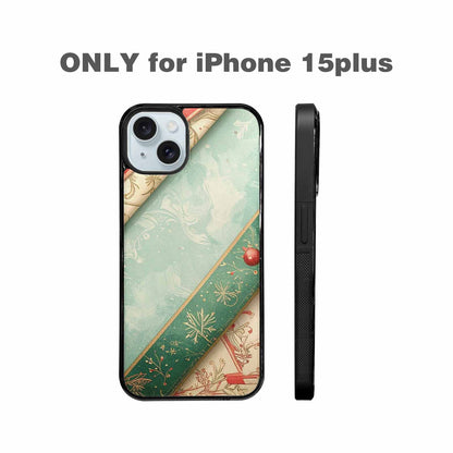 iPhone 15 Plus Case — Christmas Wrapping Paper Pattern Art Wallpaper, Custom Printed Phone Case
