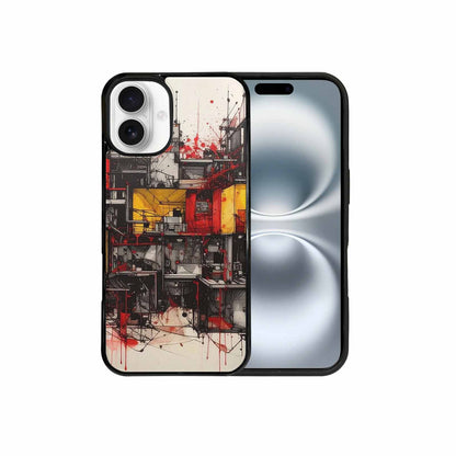 iPhone 16 Plus Case — Liminal Space Fragment Black Red Ink, Custom Art Phone Cover
