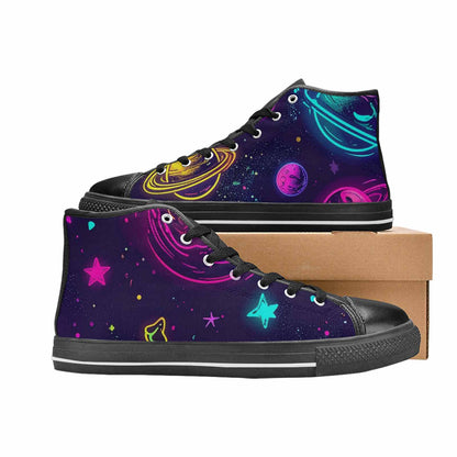 WOMEN'S Space Galaxy Astronaut High Top Canvas Grunge Sneakers