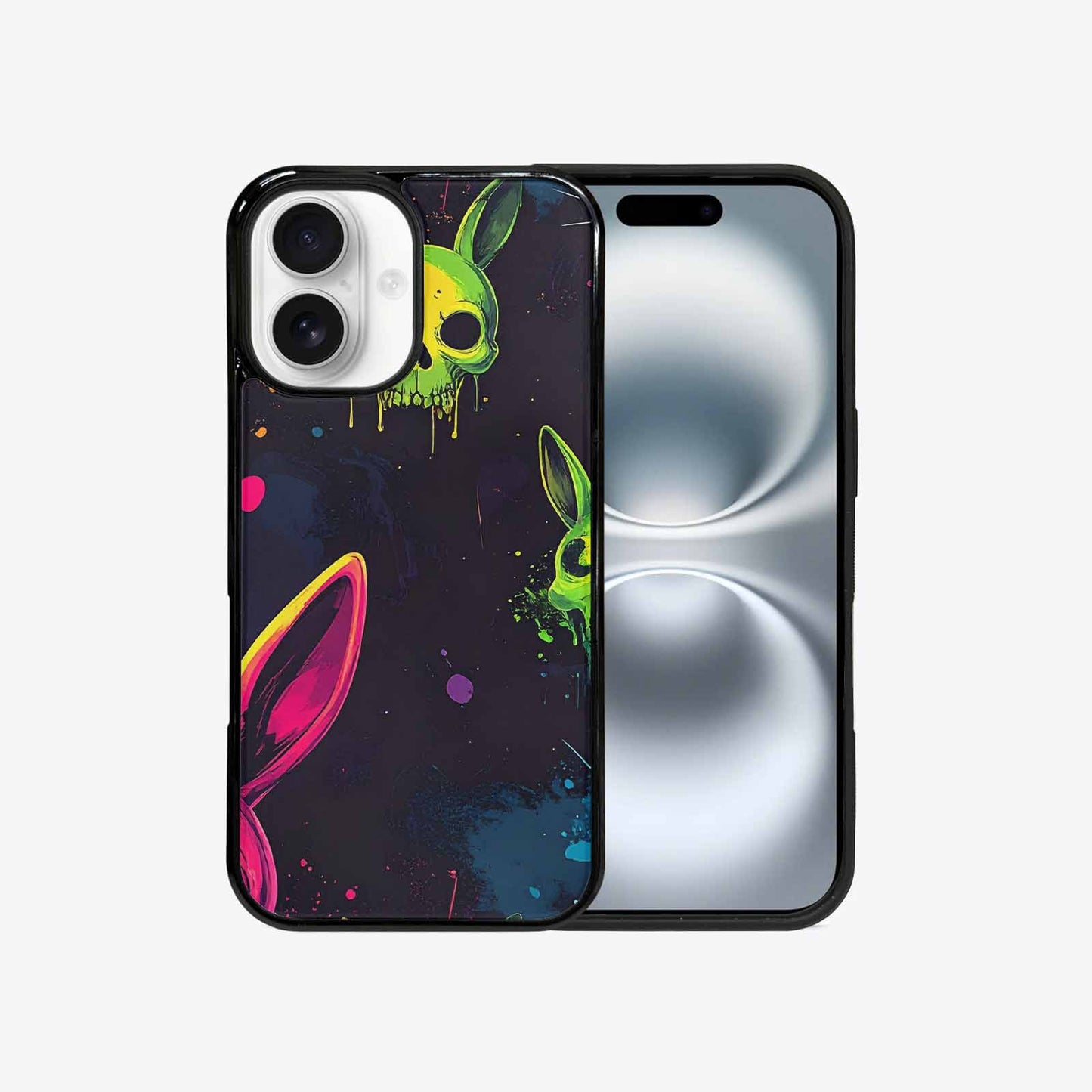 iPhone 16 Case — Radioactive Ghost Bunny Skull Sm, Original Design Phone Case
