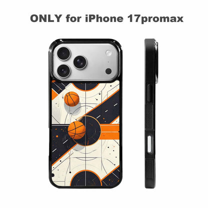 iPhone 17 Pro Max Case — Basketball Pattern, Court Lines Original Art, Unique Phone Case Design