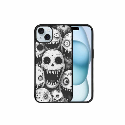 iPhone 15 Plus Case — Black And White Monster Face Collage, Custom Designed Case Cover