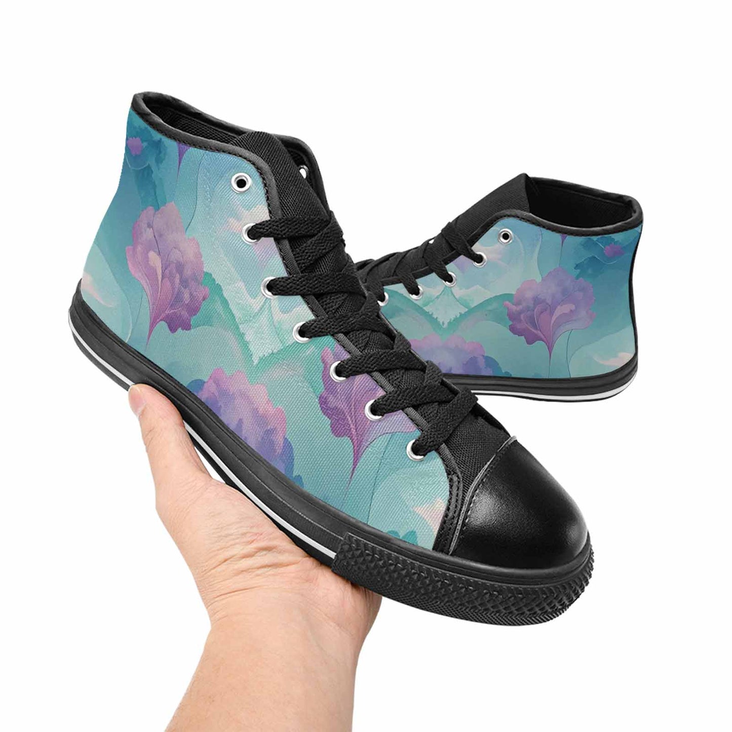 WOMEN'S Surrealist Dreamscape High Top Canvas Vibrant Chaos Custom Shoes