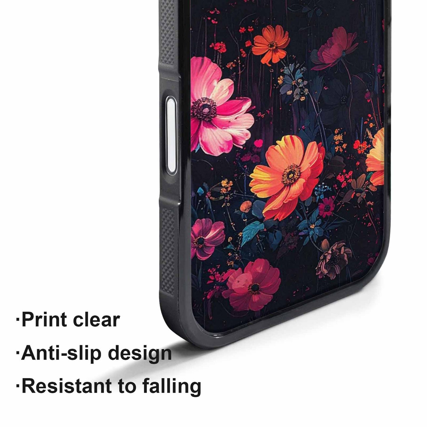 iPhone 17 Pro Case — Shadowy Glitch Floral Pattern Hundreds Floral, Custom Print Case Cover