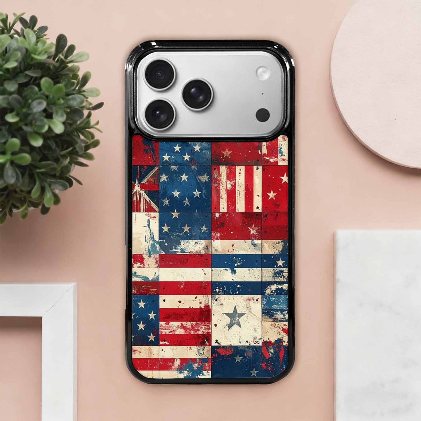 iPhone 17 Pro Max Case — Small American Flag Stars Galaxy Space, Personalized Phone Case