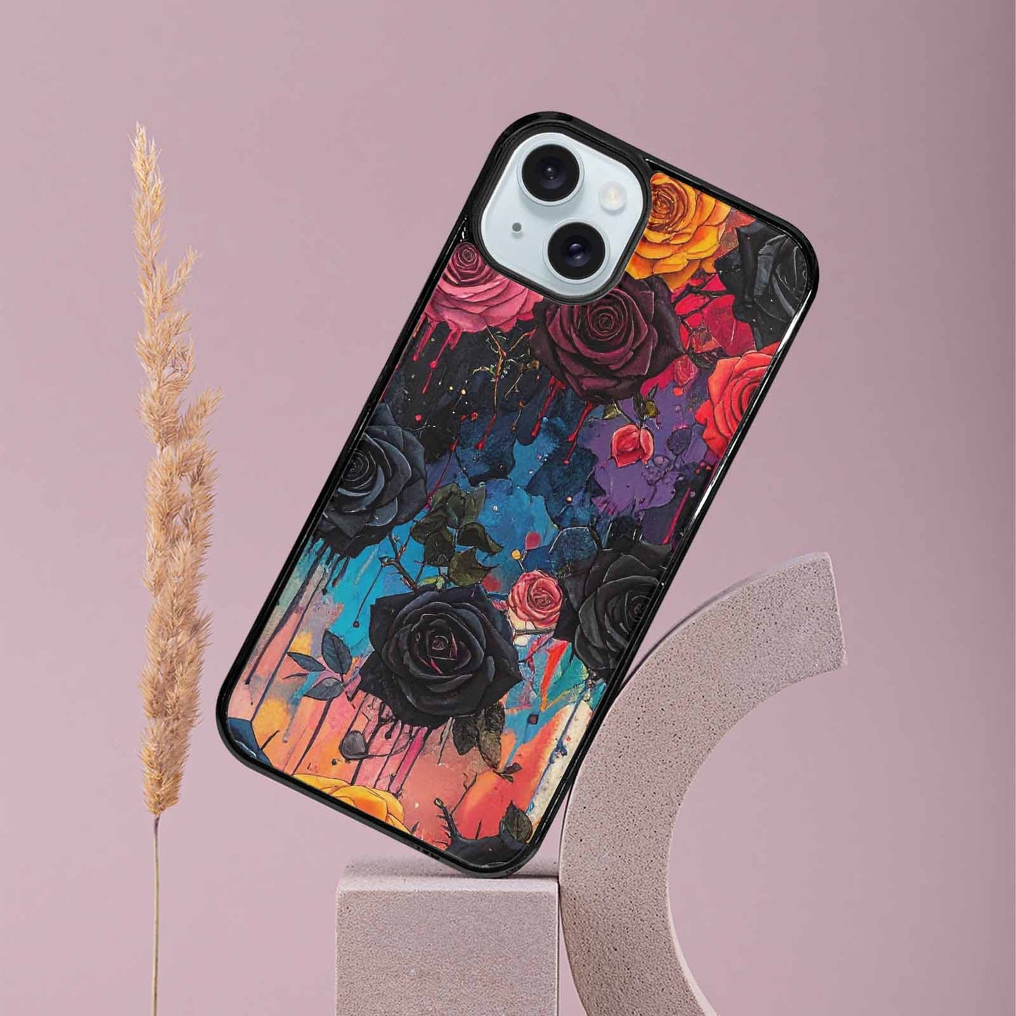 iPhone 15 Plus Case — Gothic Rose Gothic Roses Pattern Hundreds, Customized Protective Case