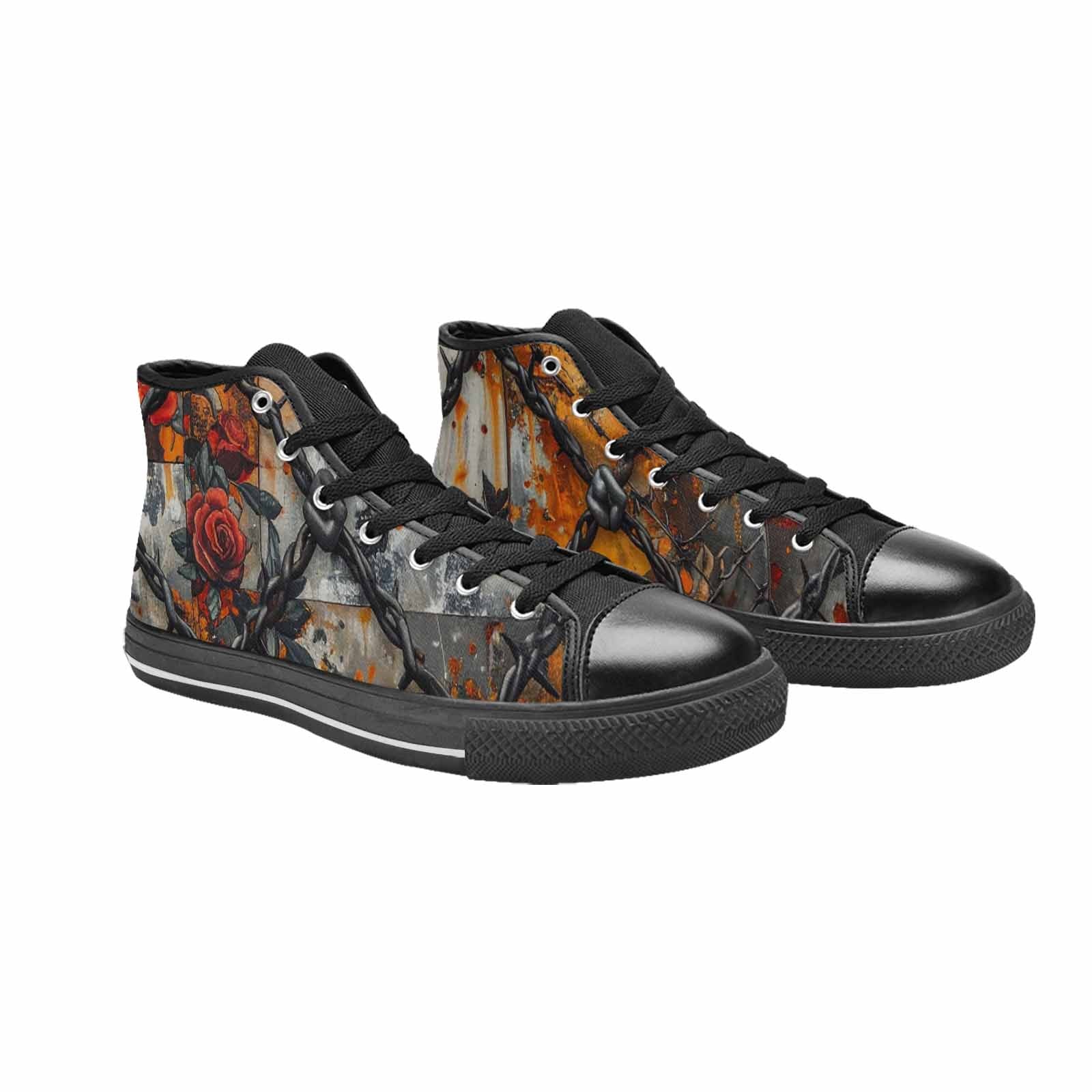 WOMEN'S Barbed Wire Chain High Top Canvas Surreal Custom Shoes