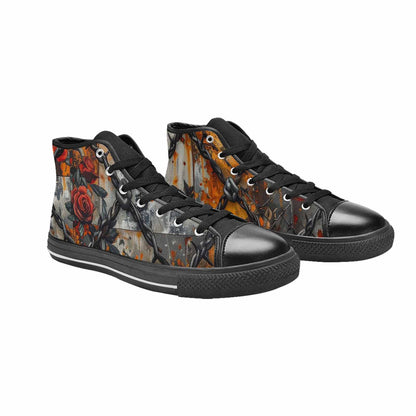 WOMEN'S Barbed Wire Chain High Top Canvas Surreal Custom Shoes