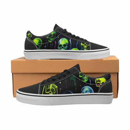 WOMEN'S Skeletons × Neon Green Lace-Up Canvas Surreal Custom Shoes