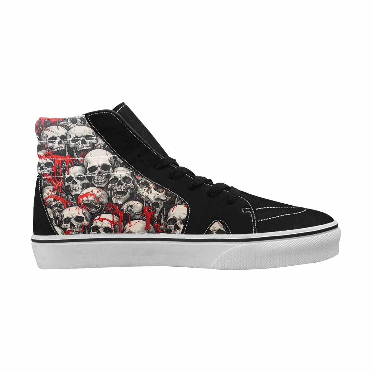 MEN'S Skulls Black & Red Ink High Top Canvas Bold Print Melting Art Shoes