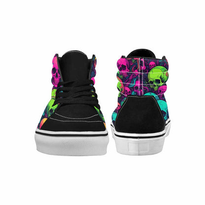 WOMEN'S Skulls - Neon High Top Canvas Surreal Custom Shoes