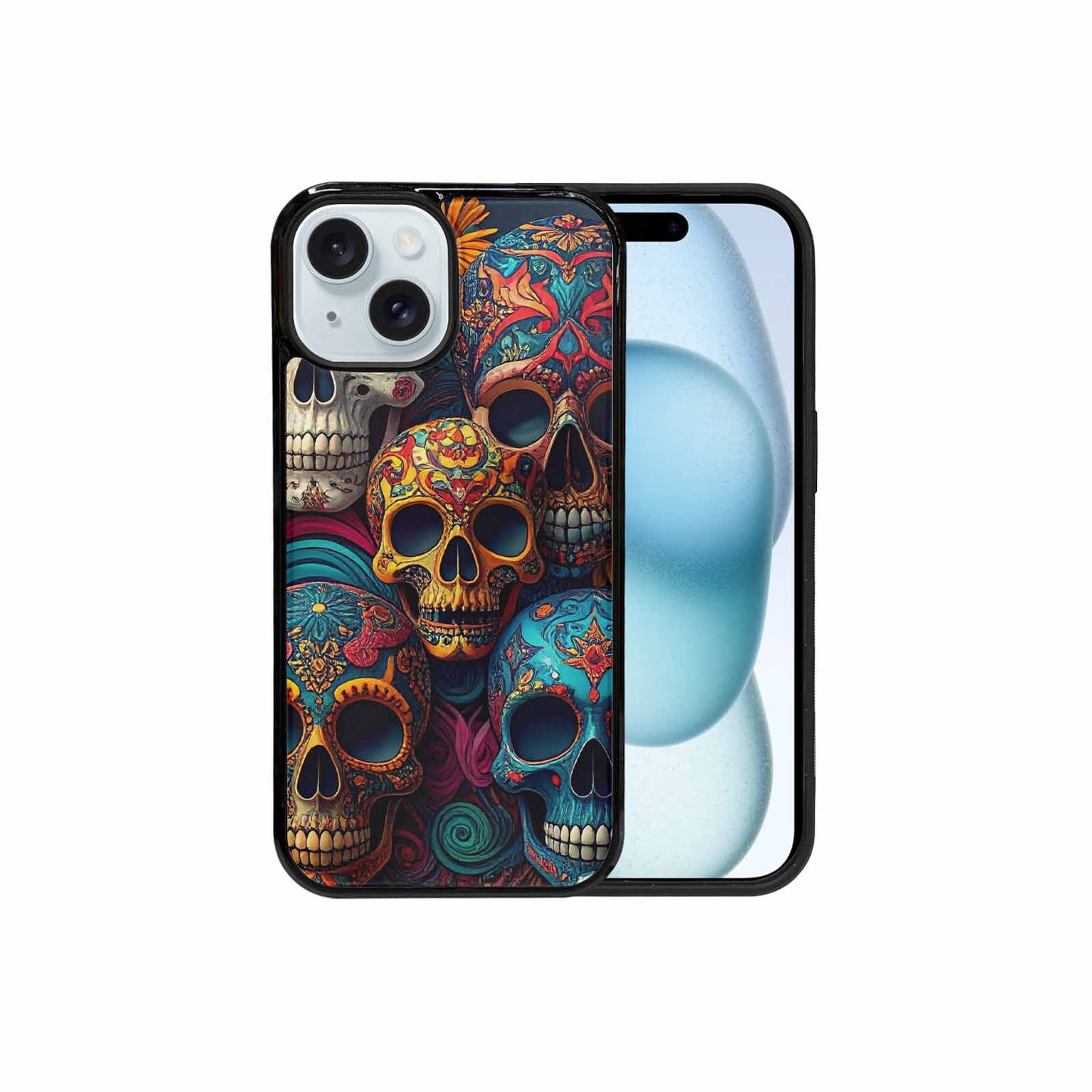 iPhone 15 Case — Skull Waves, Custom Phone Case