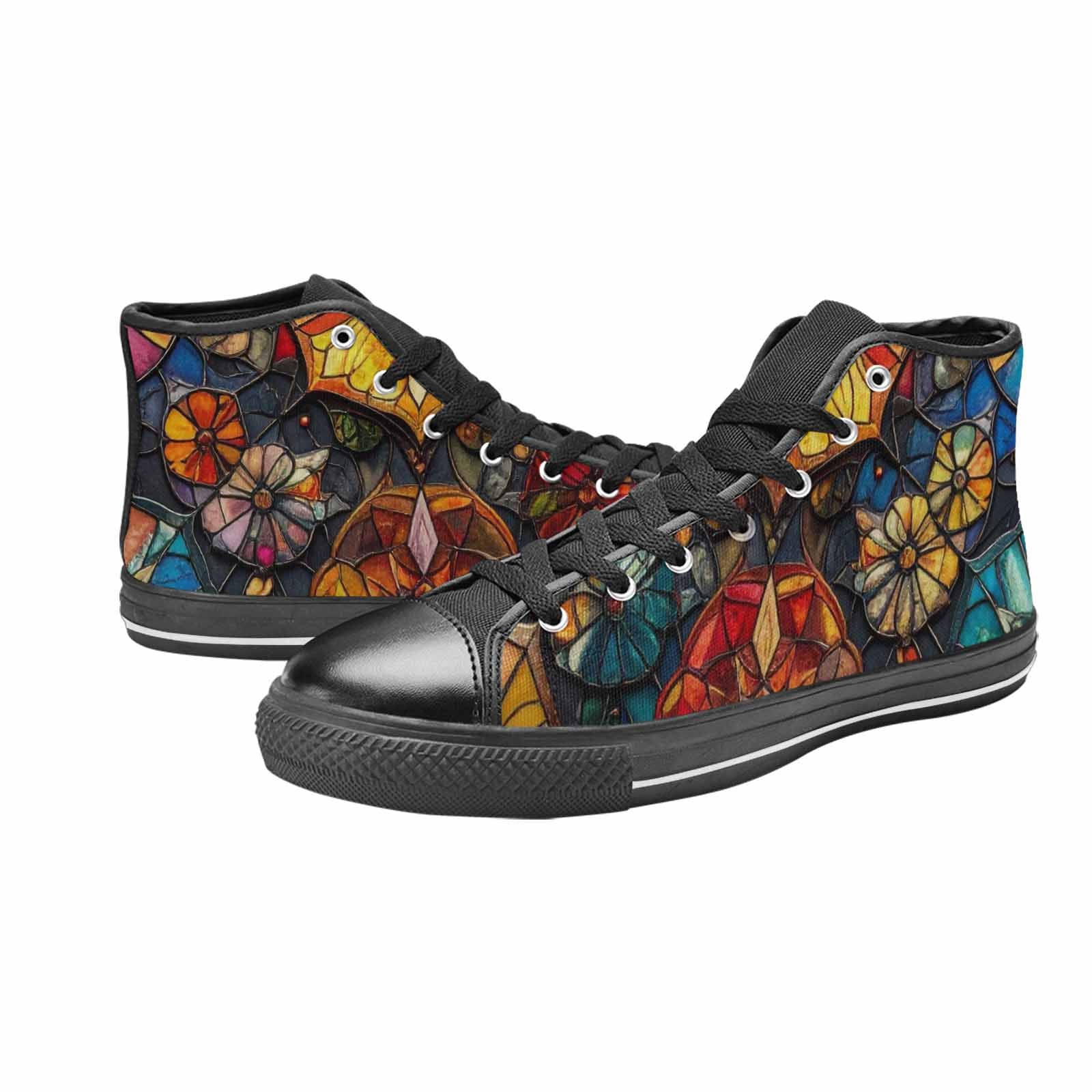 MEN'S Stained Glass Kaleidoscope High Top Canvas Dark Academia Custom Shoes