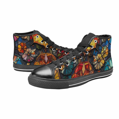 MEN'S Stained Glass Kaleidoscope High Top Canvas Dark Academia Custom Shoes