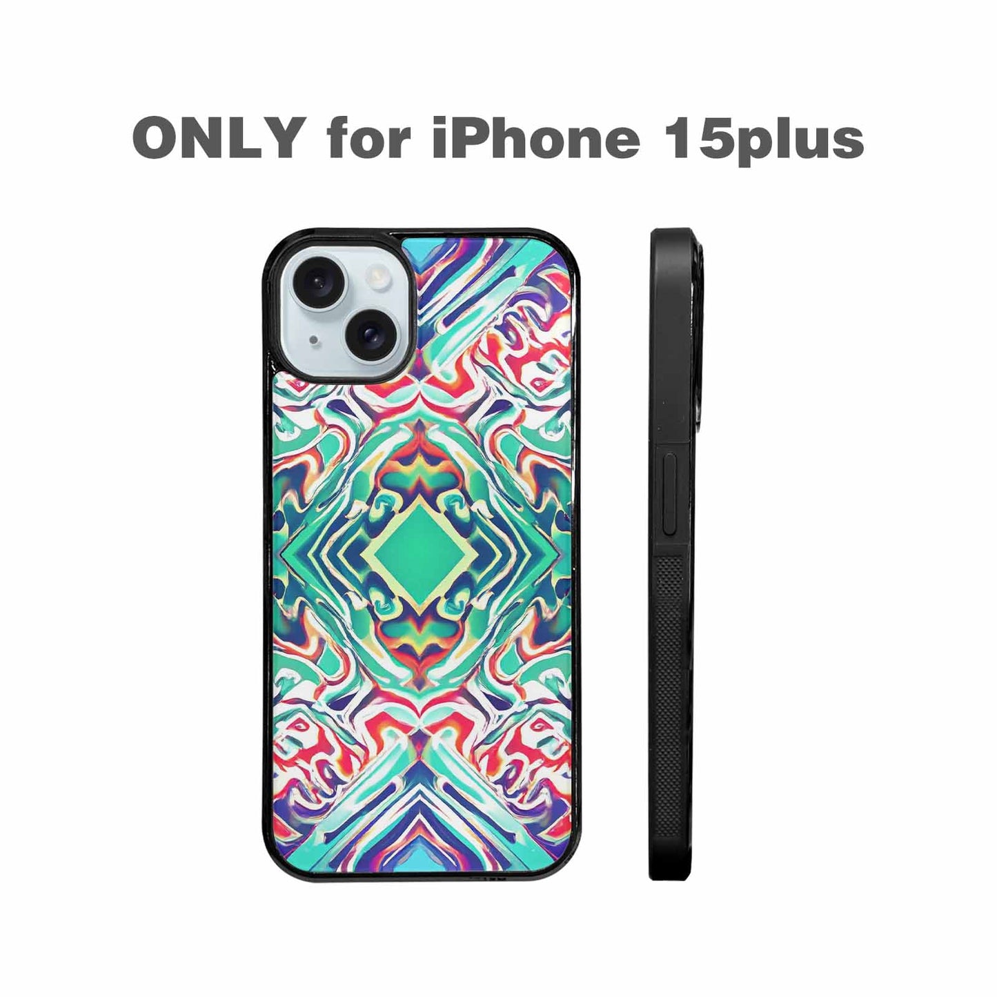 iPhone 15 Plus Case — Holographic Tribal Blaze, Custom Printed Phone Case