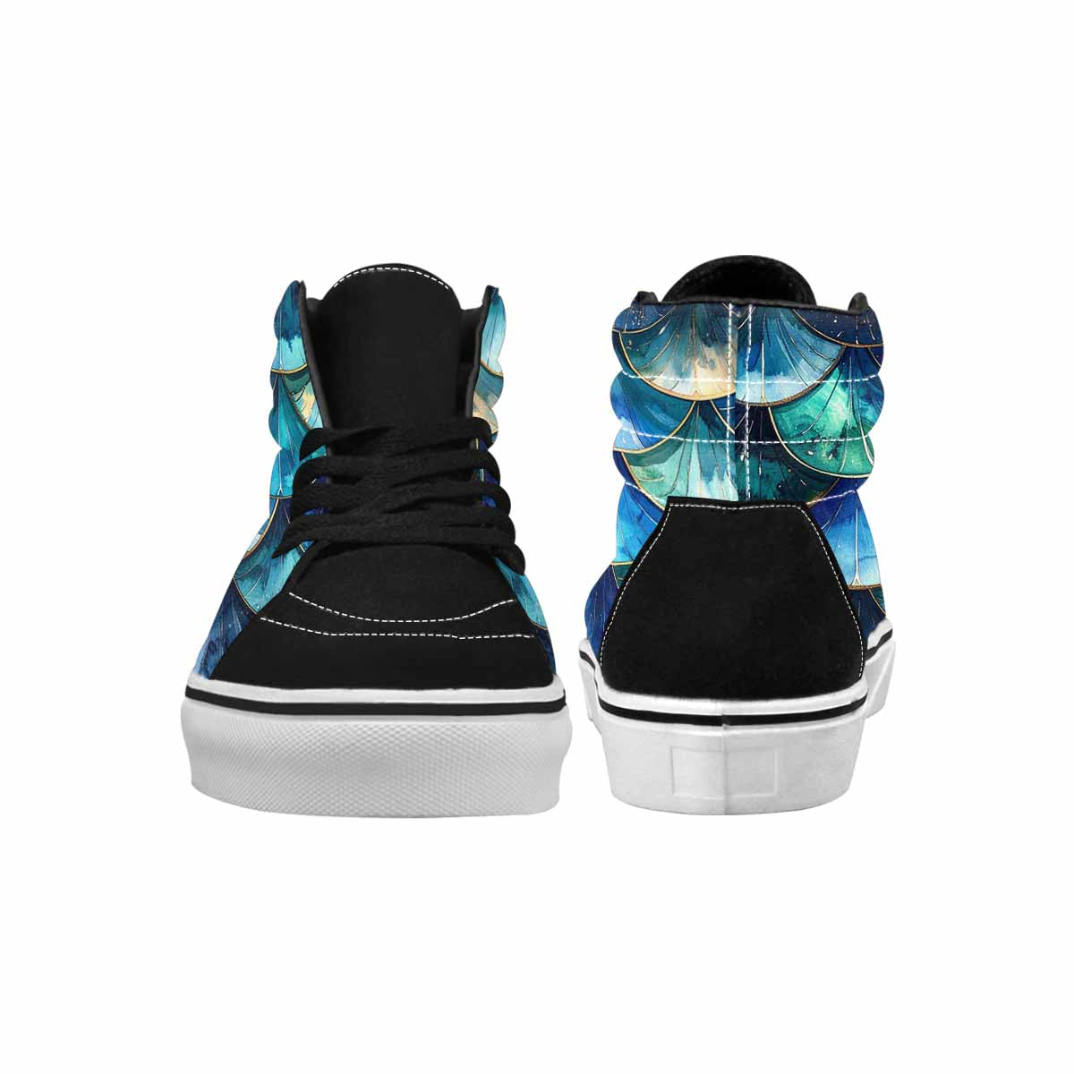 WOMEN'S Mermaid Scale High Top Canvas Vibrant Chaos Shoes