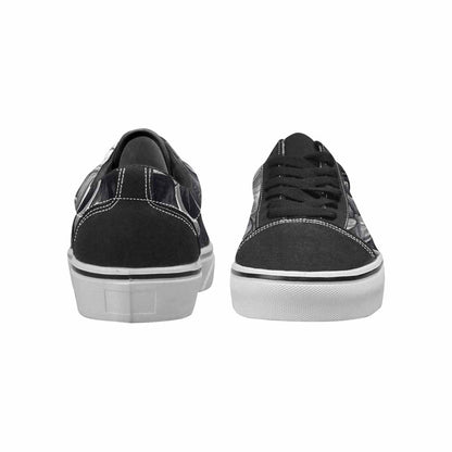 WOMEN'S Skulls Roses Chrome Airbrush Canvas Lace-Up Dark Academia Custom Sneakers