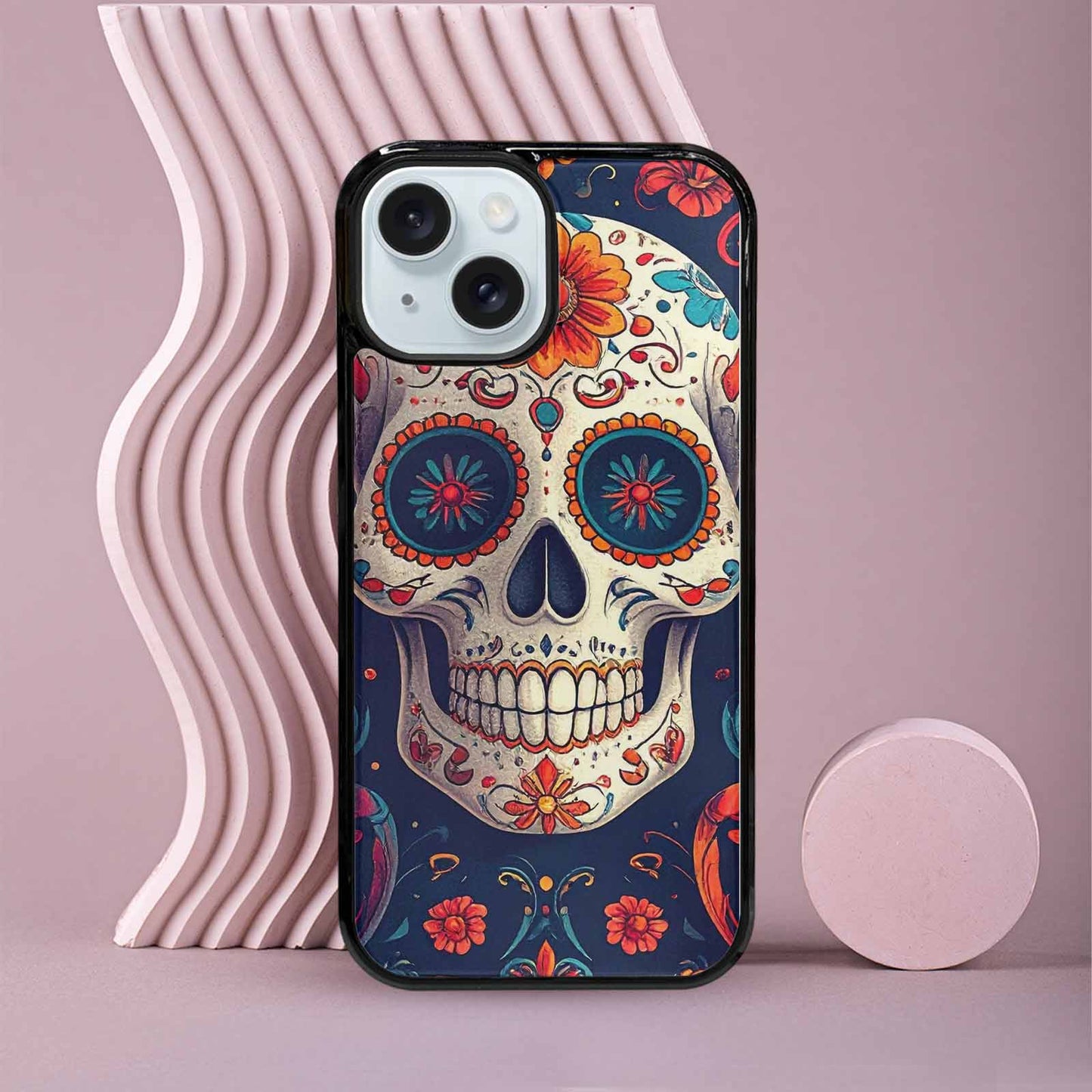 iPhone 15 Case — Day Dead Sugar Skull Art 100s, Unique Phone Case Design