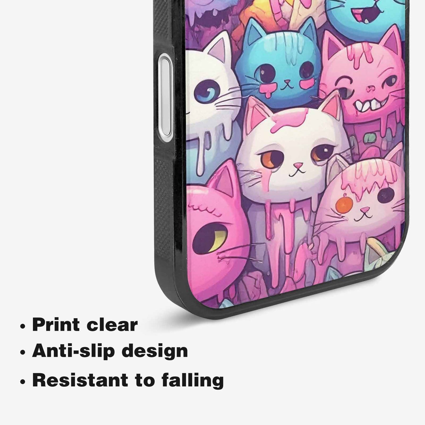 iPhone 16 Case — Pastel Gore Cat Character Pattern Hundreds, Original Design Phone Case
