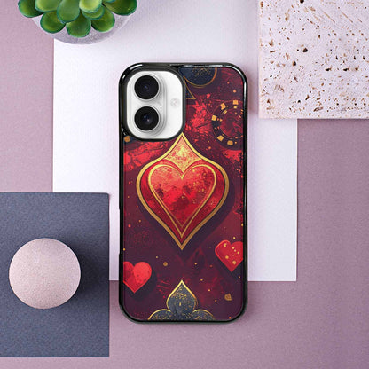 iPhone 16 Case — Playing Card Suits Pattern Poker Chips, Custom Made Phone Cover