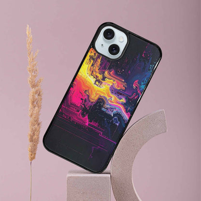 iPhone 15 Plus Case — Glitch Dark Art Seamless Pattern Vibrant, Custom Phone Case