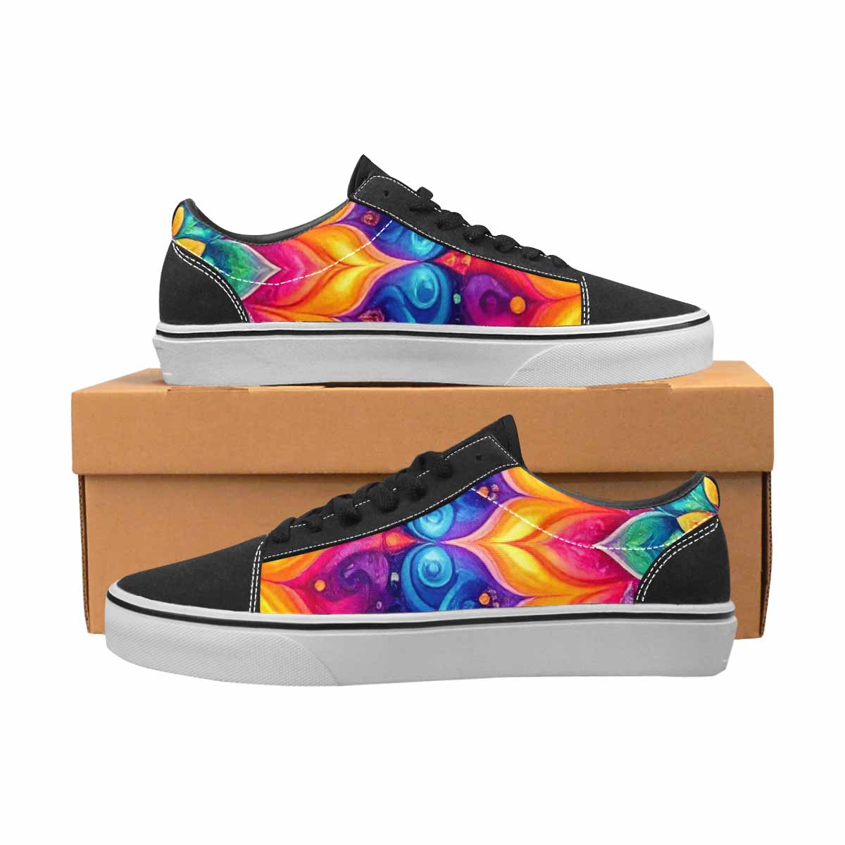 MEN'S Tie Dye Mandala Canvas Lace-Up Vivid Custom Sneakers