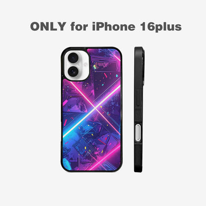 iPhone 16 Plus Case — Neon Grid Confetti, Custom Designed Case Cover