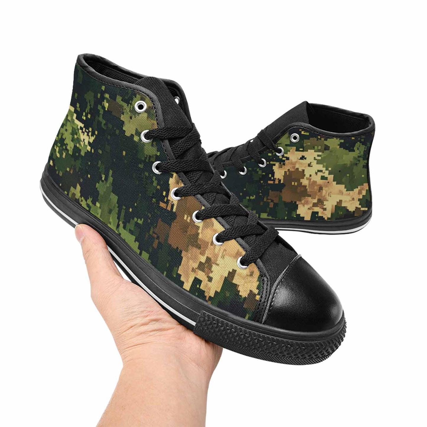 WOMEN'S Military Camouflage Blotch High Top Canvas Neon Fantasy Custom Sneakers